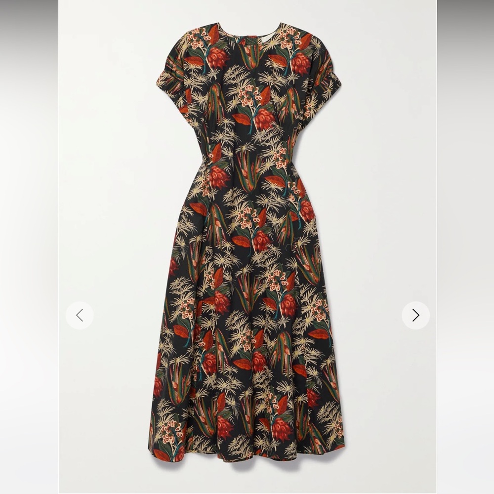 NWT ULLA JOHNSON Devon floral-print cotton-poplin midi dress